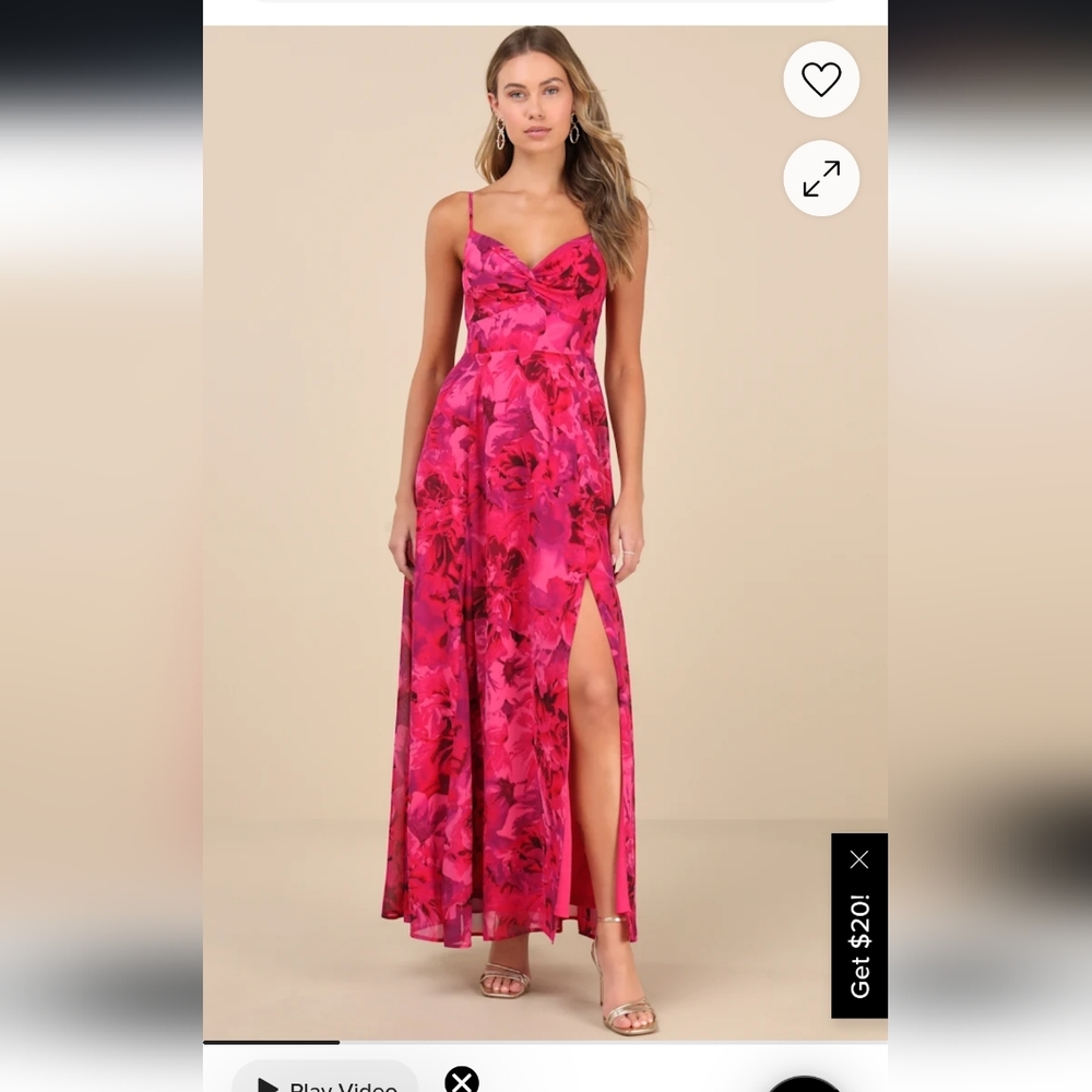 Lulu's Fuchsia Floral Maxi Dress